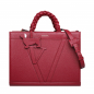 Preview: Handbag made of  calfskin with braided handles wine red